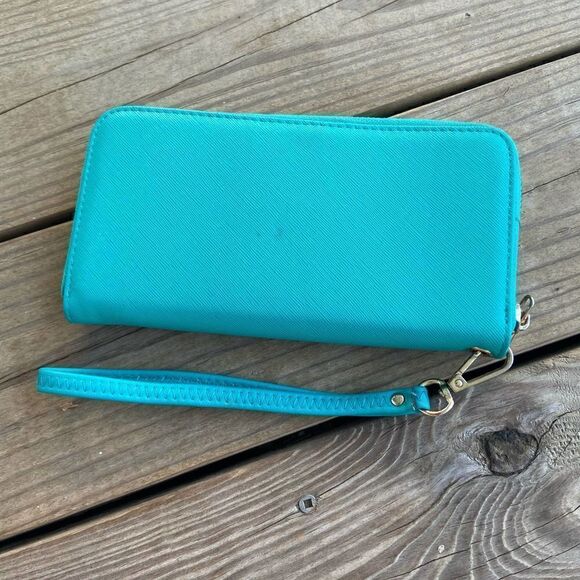 Isabelle Teal Green Vegan Leather Bowler Style Bag & Matching Wallet - Picture 11 of 15